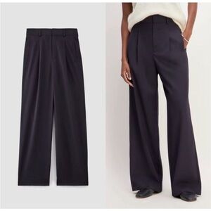 New! Everlane The Italian Wool Way-High Drape Pant Navy